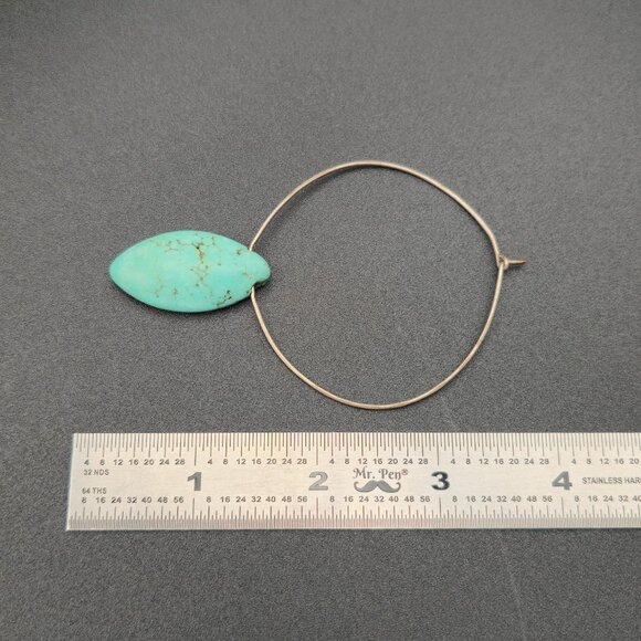 Silver Plated Howlite Stone Large Hoop Rustic Earrings B868 - Picture 4 of 5